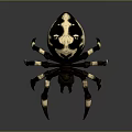 Detailed 3D Spider Model With Black Yellow Pattern And Long Shiny Legs