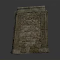 Ancient Stone Architectural Structure With Brick Wall And Decorative Columns 3d model