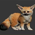 Baby Fennec Fox With Orange Yellow Fur Large Ears Blue Eyes On Black Background Reflection