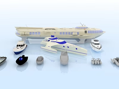 Various Types Of Yachts And Boats 3d model Various Types Of Yachts And Boats 3d model
