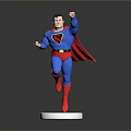 Superman 3D Model Figure In Blue Red Costume On White Base