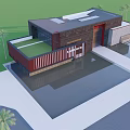 Modern Contemporary House With Green Roof Wooden Facade And Palm Trees Water Feature