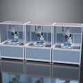 Three Automated Precision Equipment Units With Transparent Enclosures And Control Panels