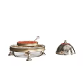Fresh Red Caviar Served In Elegant Glass Container With Decorative Lidded Dish And Spoon