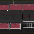 Event Crowd Control Barriers With Red EXIT Signs Gold Ropes And Metal Barricades