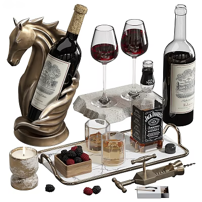 Modern Bathroom Accessories Set With Ceramic Soap Dish Toothbrush Holder And Metal Tray 3d model