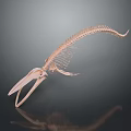 Light Pink Anatomical Fish Skeleton Model Medical Device With Dark Background Reflection 3d model