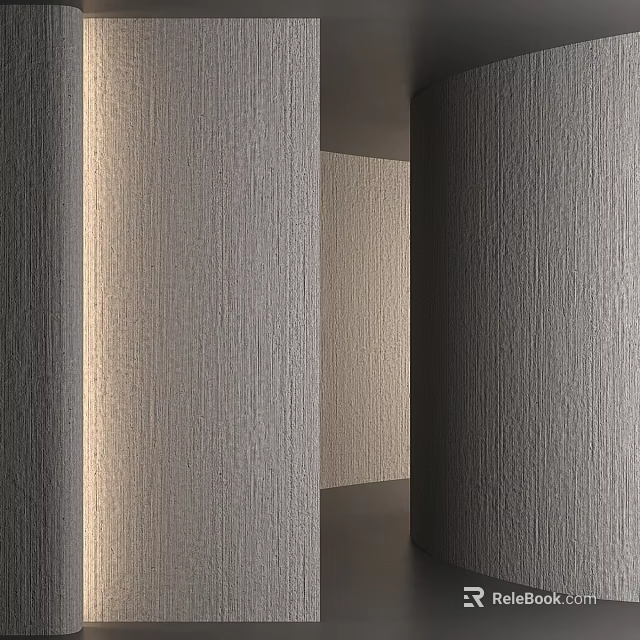 Grey Textured Structural Components In Modern Interior With Ambient Lighting 3d model