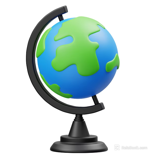 Blue Green Globe Decorative Ornament Set With Black Stand And Classic Design 3d model 