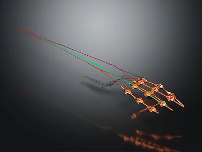 Biological Sensor Probe With Colored Wires And Metal Structure Design 3d model