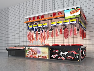 Meat stall butcher shop 3d model