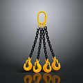 Durable Industrial Lifting Chain With Yellow Top Ring And Four Black Chain Hooks