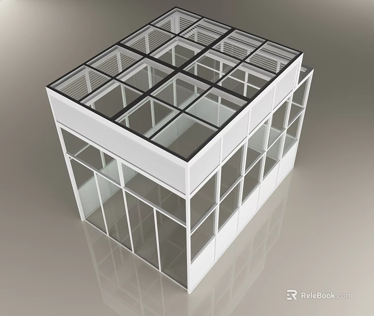 Contemporary Glass Building Structure With Transparent Roof And Wall Design 3d model 
