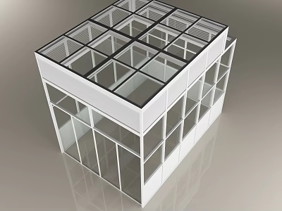 Contemporary Glass Building Structure With Transparent Roof And Wall Design 3d model