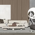 Modern sofa coffee table combination 3d model