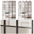 French style kitchen door Changhong glass door grille sliding door 3d model