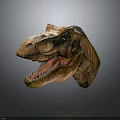 Realistic Tyrannosaurus Rex Dinosaur Head Sculpture With Open Mouth Sharp Teeth And Textured Skin