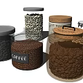 Ceramic Storage Jars For Kitchen With Coffee Beans And Sweet Home Cafe Labels 3d model
