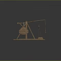 Functional Vehicle With Wooden Triangular Support Frame And Throwing Arm Ropes