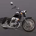 Classic Black Cruiser Motorcycle With Chrome Headlights Side Saddlebags And Shiny Wheels