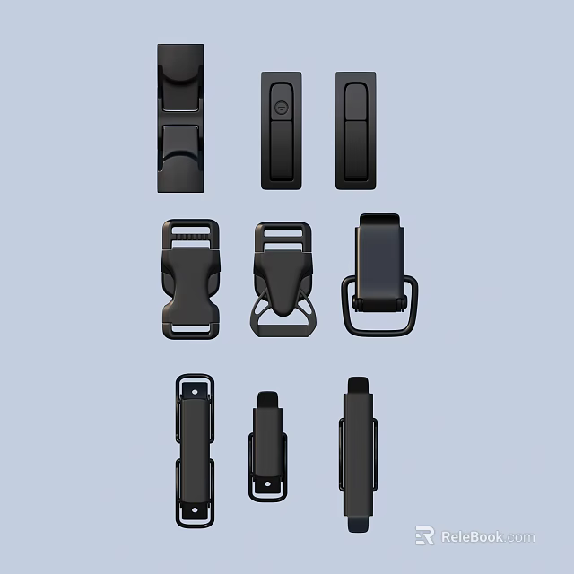 Black Plastic Buckles With Various Styles For Daily Life Accessories 3d model 