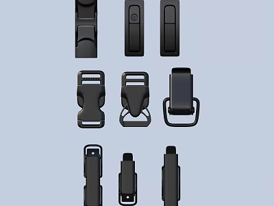 Black Plastic Buckles With Various Styles For Daily Life Accessories 3d model