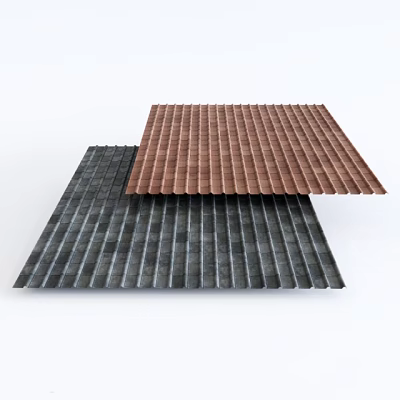 Dark Gray and Brown Corrugated Roof Tiles as Essential Building Components for Construction Projects 3d model