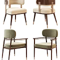 Modern Single Accent Chairs with Beige Green Upholstered Seats and Wooden Frames