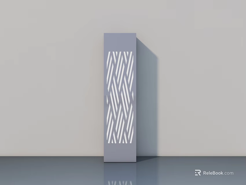 Modern Gray Swing Door Featuring White Interlaced Patterns And Minimalist Design 3d model 