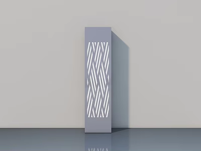Modern Gray Swing Door Featuring White Interlaced Patterns And Minimalist Design 3d model