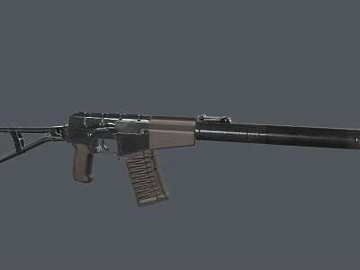 Tactical Assault Rifle With Black Barrel Brown Wooden Stock Metal Magazine And Detailed Design 3d model