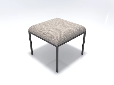 Modern Fabric Upholstered Ottoman With Square Top And Black Metal Legs 3d model