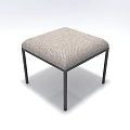 Modern Fabric Upholstered Ottoman With Square Top And Black Metal Legs