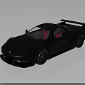 Black Sports Car With Rear Wing Red Seats And Aerodynamic Body Design Wheels