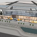 Modern Commercial Street Design With Glass Facade Open Layout And Shops
