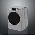 White Front Load Washing Machine with Digital Display and Energy Efficient Design