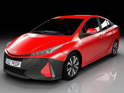 Shiny Red Car With Sleek Modern Exterior LED Headlights And Black Wheels 3d model