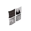 Modern Decorative Pillows With Geometric Patterns In Black White Brown Tones 3d model