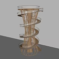 Spiral Road Structure With Wooden Frame And Glass Railings For Elevated Walkway