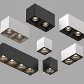 Modern Downlights and Spotlights With Black White Design And Multiple Light Heads 3d model