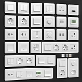 Collection of White Electrical Outlets and Light Switches with Various Designs for Home Use