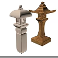 Ancient Architecture Traditional Lanterns Featuring White Stone And Brown Wooden Structures