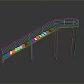 Modern Metal Staircase Design With Open Railing Sleek Steps And Platform 3d model