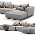 Modern Sectional Sofa with Soft Fabric Cushions Decorative Pillows and Plaid Throw Blanket