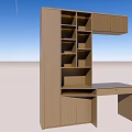 Modern Home Office Desk With Bookshelf Laptop Books Decorations And Green Chair