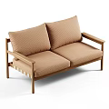 Modern Minimalist Multi Seater Sofa With Beige Fabric Cushions Striped Backrest And Wooden Frame