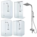 Modern Shower Sauna Design With Transparent Glass Enclosures And Shower Heads Fixtures