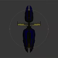 Military Vehicle with Blue and Gray Paint Yellow Wings Top Radar Equipment and Complex Structure