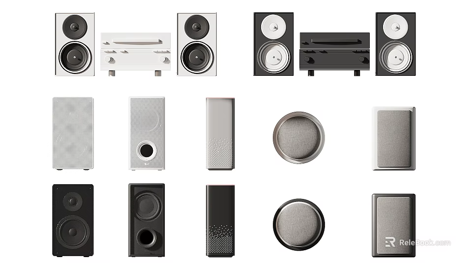 Modern Headphones And Speakers With Stylish Designs And High Quality Sound 3d model 