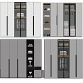 Modern Wardrobe Interior With Sliding Glass Doors Hanging Rods And Storage Shelves